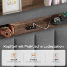 AOGLLATI Polsterbett 140x190 mit Stauraum - 4 Schubladen Jugendbett mit LED-Beleuchtung & Ladestation Doppelbett mit Kopfteil aus Samt