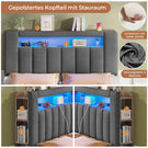 AOGLLATI Polsterbett 140x190 mit Stauraum - 4 Schubladen Jugendbett mit LED-Beleuchtung & Ladestation Doppelbett mit Kopfteil aus Samt