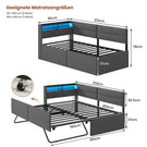 AOGLLATI Ausziehbares Schlafsofa 90/180×200 cm Tagesbett mit LED-Beleuchtung und Ladestation Polsterbett mit Ausziehbares Rollbett & Stauraum Kopfteil Einzelbett