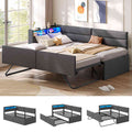 AOGLLATI Ausziehbares Schlafsofa 90/180×200 cm Tagesbett mit LED-Beleuchtung und Ladestation Polsterbett mit Ausziehbares Rollbett & Stauraum Kopfteil Einzelbett