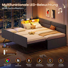 AOGLLATI Ausziehbares Schlafsofa 90/180×200 cm Tagesbett mit LED-Beleuchtung und Ladestation Polsterbett mit Ausziehbares Rollbett & Stauraum Kopfteil Einzelbett