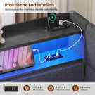 AOGLLATI Ausziehbares Schlafsofa 90/180×200 cm Tagesbett mit LED-Beleuchtung und Ladestation Polsterbett mit Ausziehbares Rollbett & Stauraum Kopfteil Einzelbett