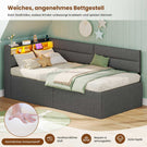 AOGLLATI Ausziehbares Schlafsofa 90/180×200 cm Tagesbett mit LED-Beleuchtung und Ladestation Polsterbett mit Ausziehbares Rollbett & Stauraum Kopfteil Einzelbett