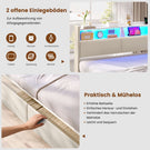 AOGLLATI Ausziehbares Schlafsofa 90/180×200 cm Tagesbett mit LED-Beleuchtung und Ladestation Polsterbett mit Ausziehbares Rollbett & Stauraum Kopfteil Einzelbett