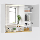 AOGLLATI Spiegelschrank Bad 80 cm breit mit LED-Beleuchtung & Steckdose Badezimmerschrank mit HD Spiegel & Verstellbarem Badschrank mit 2 Türen 3 Farbtemperaturen & Dimmbarer