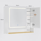 AOGLLATI Spiegelschrank Bad 80 cm breit mit LED-Beleuchtung & Steckdose Badezimmerschrank mit HD Spiegel & Verstellbarem Badschrank mit 2 Türen 3 Farbtemperaturen & Dimmbarer