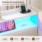AOGLLATI Ausziehbares Schlafsofa 90/180×200 cm Tagesbett mit LED-Beleuchtung und Ladestation Polsterbett mit Ausziehbares Rollbett & Stauraum Kopfteil Einzelbett