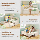 AOGLLATI Ausziehbares Schlafsofa 90/180×200 cm Tagesbett mit LED-Beleuchtung und Ladestation Polsterbett mit Ausziehbares Rollbett & Stauraum Kopfteil Einzelbett
