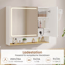 AOGLLATI Spiegelschrank Bad 80 cm breit mit LED-Beleuchtung & Steckdose Badezimmerschrank mit HD Spiegel & Verstellbarem Badschrank mit 2 Türen 3 Farbtemperaturen & Dimmbarer