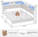 AOGLLATI Polsterbett 140x200 mit 6 Staufächern LED-Beleuchtung Steckdosen und USB-Anschluss Schlafsofa Jugendbett Tagesbett Gästebett Bettgestell mit Lattenrost aus Metall