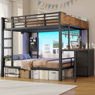 AOGLLATI Hochbett 90x200 Etagenbett mit Schreibtisch Jugendbett 90x200 mit LED Beleuchtung & Ladestation Bunk Bed Loft Bed mit Schreibtisch & Stauraum