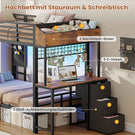 AOGLLATI Hochbett 90x200 Etagenbett mit Schreibtisch Jugendbett 90x200 mit LED Beleuchtung & Ladestation Bunk Bed Loft Bed mit Schreibtisch & Stauraum