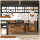 AOGLLATI Hochbett 90x200 mit L-förmiger Schreibtisch & LED-Beleuchtung Jugendbett mit Ladestation Bunk Bed Loft Bed Stockbett mit 3 Stoffschubladen