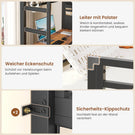 AOGLLATI Hochbett 90x200 mit L-förmiger Schreibtisch & LED-Beleuchtung Jugendbett mit Ladestation Bunk Bed Loft Bed Stockbett mit 3 Stoffschubladen