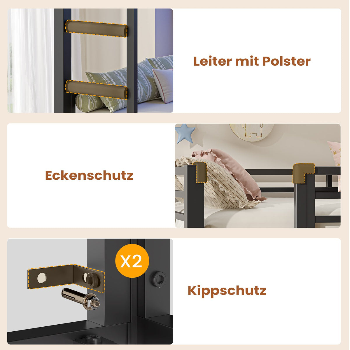 AOGLLATI Hochbett 90x200 Etagenbett mit Schreibtisch Jugendbett 90x200 mit LED Beleuchtung & Ladestation Bunk Bed Loft Bed mit Schreibtisch & Stauraum
