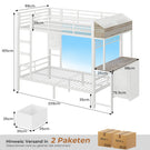AOGLLATI Hochbett 90x200 Etagenbett mit Schreibtisch Jugendbett 90x200 mit LED Beleuchtung & Ladestation Bunk Bed Loft Bed mit Schreibtisch & Stauraum