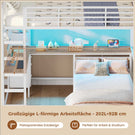 AOGLLATI Hochbett 90x200 mit L-förmiger Schreibtisch & LED-Beleuchtung Jugendbett mit Ladestation Bunk Bed Loft Bed Stockbett mit 3 Stoffschubladen