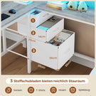 AOGLLATI Hochbett 90x200 mit L-förmiger Schreibtisch & LED-Beleuchtung Jugendbett mit Ladestation Bunk Bed Loft Bed Stockbett mit 3 Stoffschubladen