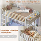 AOGLLATI Hochbett 90x200 Etagenbett mit Schreibtisch Jugendbett 90x200 mit LED Beleuchtung & Ladestation Bunk Bed Loft Bed mit Schreibtisch & Stauraum