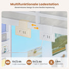 AOGLLATI Hochbett 90x200 Etagenbett mit Schreibtisch Jugendbett 90x200 mit LED Beleuchtung & Ladestation Bunk Bed Loft Bed mit Schreibtisch & Stauraum