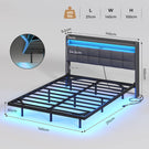 AOGLLATI Polsterbett 140x200 cm Bett mit LED-Beleuchtung und Ladestation Bettgestell mit Kopfteil Doppelbettgestell Schwebebettrahmen
