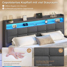 AOGLLATI Polsterbett 140x190 cm mit LED-Beleuchtung und Ladestation Bettgestell mit Kopfteil Bett Schwebebettrahmen