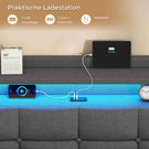 AOGLLATI Polsterbett 140x200 cm Bett mit LED-Beleuchtung und Ladestation Bettgestell mit Kopfteil Doppelbettgestell Schwebebettrahmen